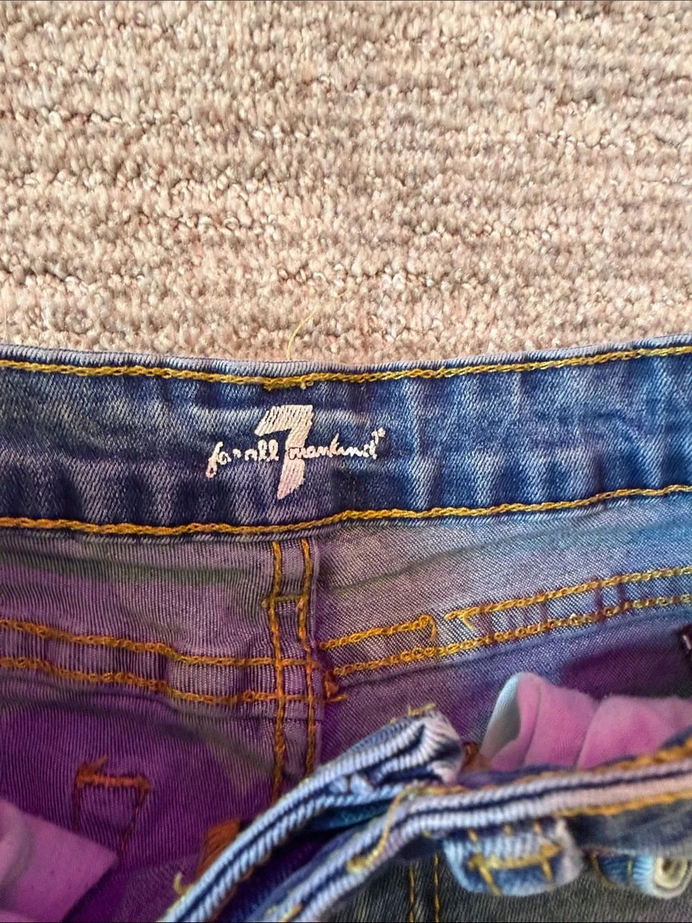 7 For All Mankind Blue Distressed Kids Denim Shorts